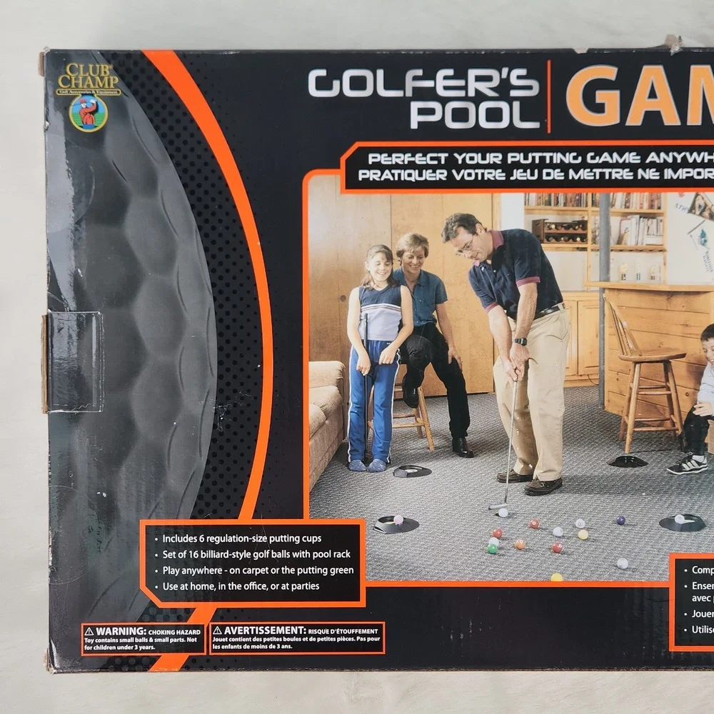 COPY GOLFER'S POOL Game by Club Champ: 16 balls and rack, 6 cups, In retail p…